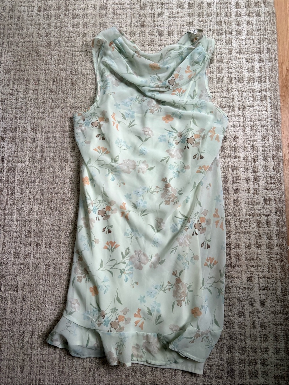Abercrombie & Fitch Mint Floral Cowl Neck Mini Dress